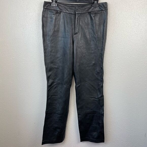 John Carlisle Black Leather Pants Size 8 EUC - Picture 1 of 6